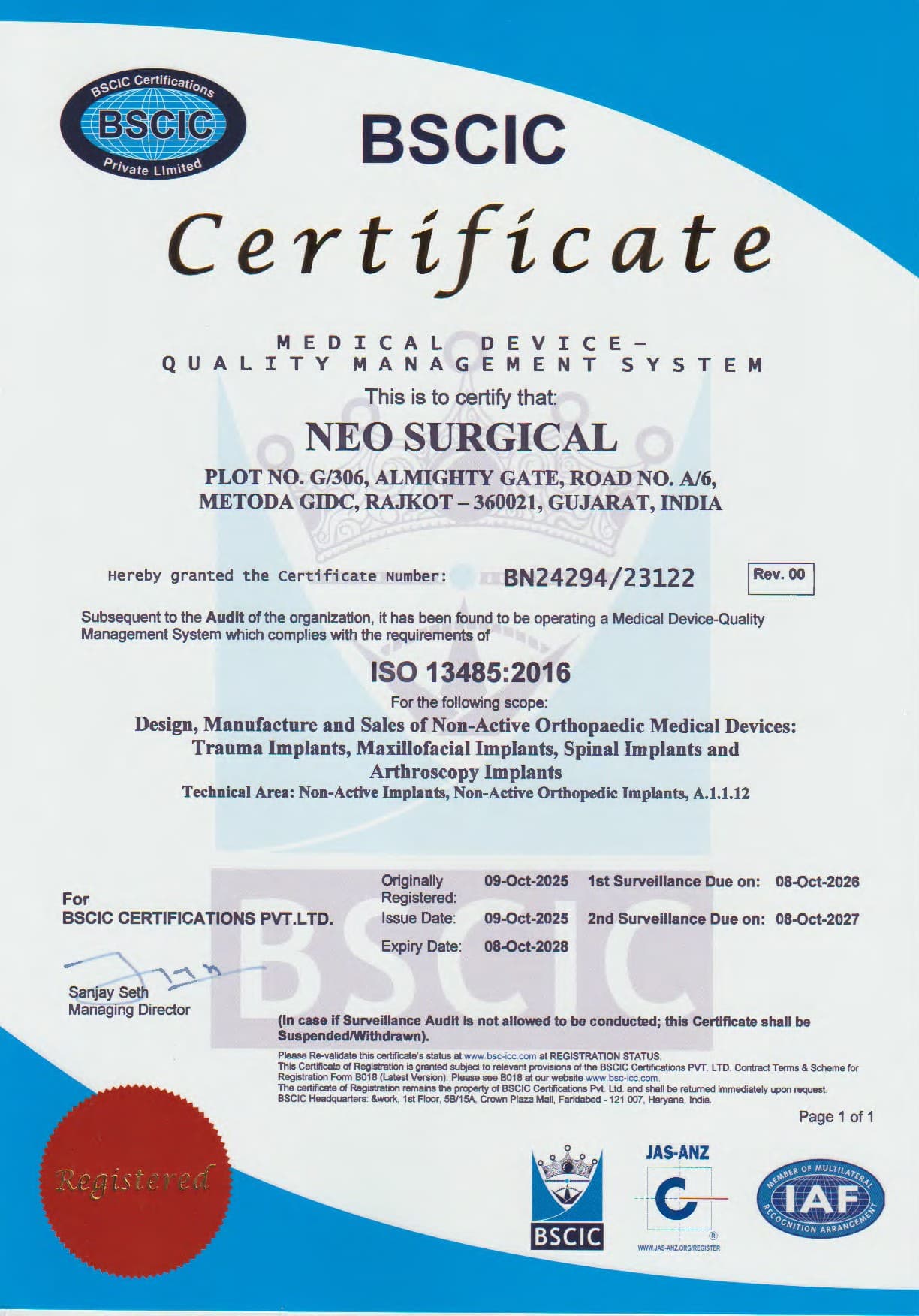CDSCO GMP (FORM MD-9)
